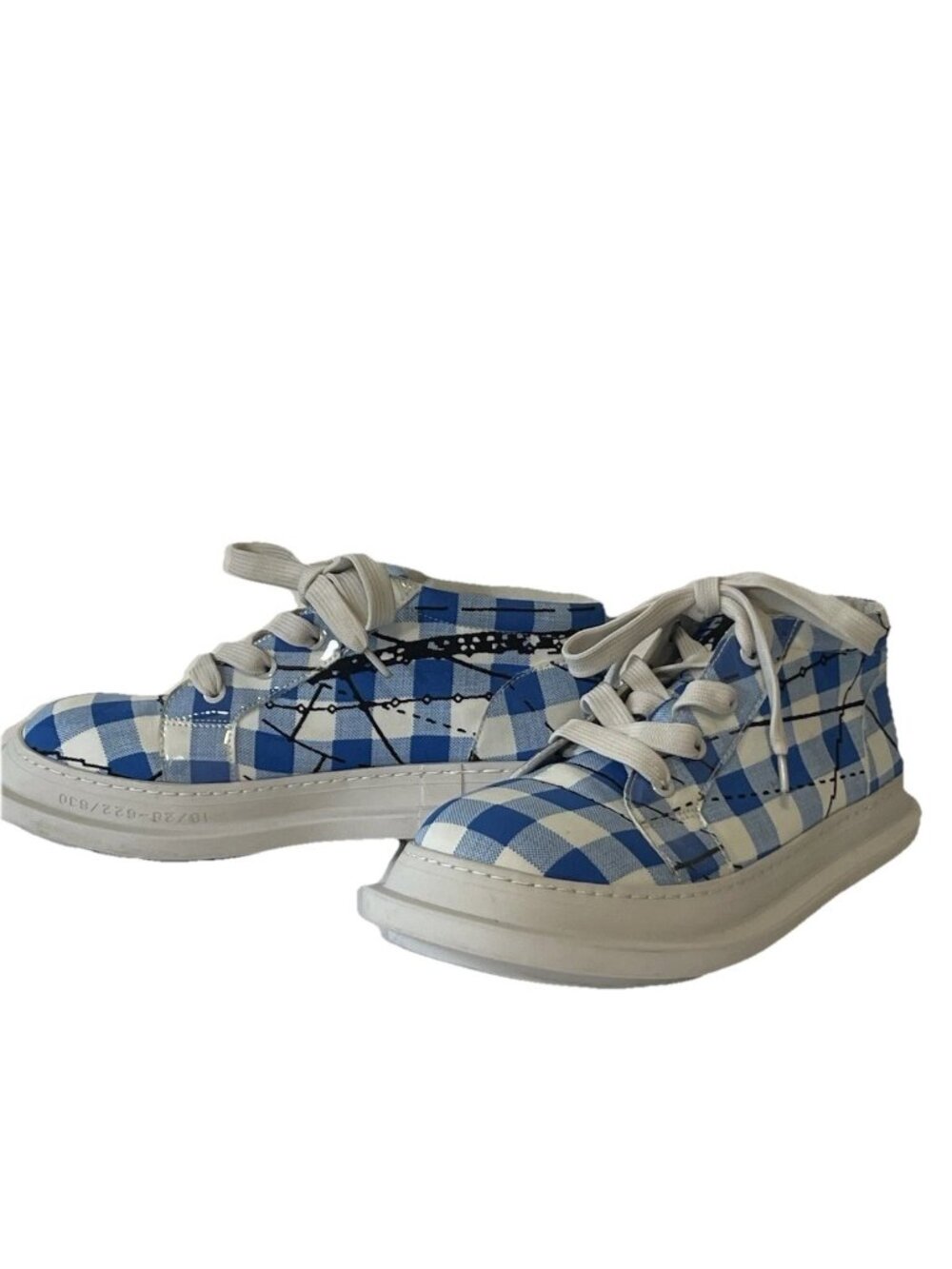 Rundholz Black Label Sneakers Womens 39 Us Shoe 9 Blue Map Gingham Avant Garde